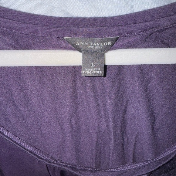 Ann Taylor Layered Tank Top Scoop Neck Lined Stretch Purple Satin Women Large - Picture 5 of 9